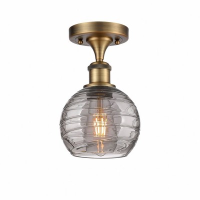 Athens Deco Swirl - 1 Light Semi-Flush Mount In Industrial Style-11 Inches Tall and 6 Inches Wide