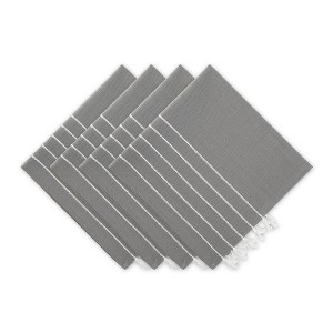 Design Imports  Stripe Tassel Napkin Set 4 Piece, Gray & White, 20X20" - 1 of 4