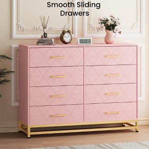 Jojoka Modern 8 Drawer Dresser with Gold Handles, Storage Cabinet TV Stand for Bedroom, Living Room, Entryway, Hallway - 1 of 4