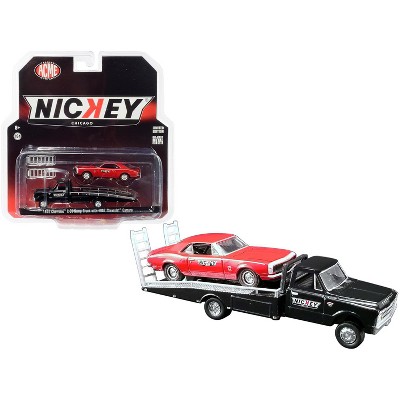 1967 Chevrolet C30 Ramp Truck Black & 1967 Chevrolet Camaro Red Nickey Performance 1/64 Diecast Cars Greenlight for ACME