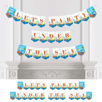 Big Dot of Happiness Under the Sea Critters - Baby Shower or Birthday Party Bunting Banner - Party Decorations - Let's Party Under The Sea