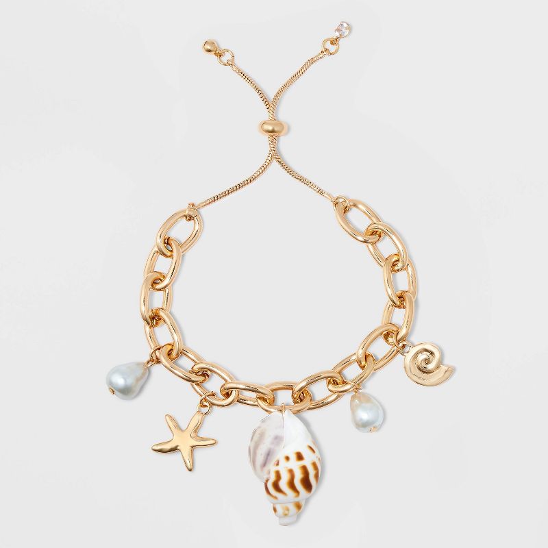 Pearl Seaside Shell Charm Bracelet - A New Day&#8482; Gold, 4 of 6