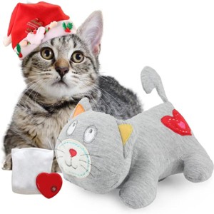 Allforpaws Dog Toys Puppy Soothing Heartbeat Warm Bear Comfort Dog Sleep Aid Plush Toy, Kitty, Gray - 1 of 4