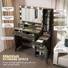 Sevobal Vanity Tables with Square Mirror, Farmhouse Vanity with 2 Drawers, Side Cabinet & Open Storage Space, Multicolored - 4 of 4