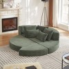 Okak 2-in-1 Convertible Floor Semi-Circular Sofa Bed with Pillows,Corduroy Fabric Futon Couch for Living Room,Apartments - 2 of 4