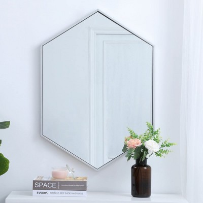 Contemporary Hexagon Silver Mirror 24" x 34"