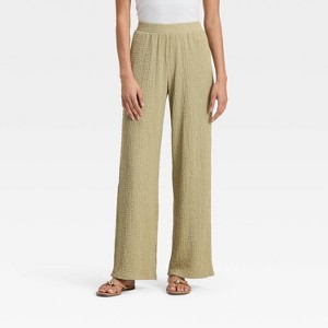 Women's Mid-Rise Regular Fit Textured Pull-On Pants - A New Day™ - 1 of 3
