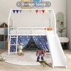 KWPZQEB Twin Size Loft Bed w/ Pennant Banner Flag and Star Stickers, Metal Loft Bed with Safety Guardrail & Ladders, No Box Spring Required - 3 of 4