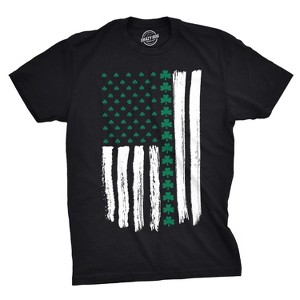 Mens Shamrock USA Flag T Shirt Cute Green American Tee For Guys - Crazy Dog Men's T Shirt - 1 of 4