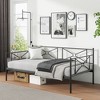 Costway Twin Metal Daybed Frame with Slats Classic Mattress Foundation Bed Sofa White\Black - image 3 of 4