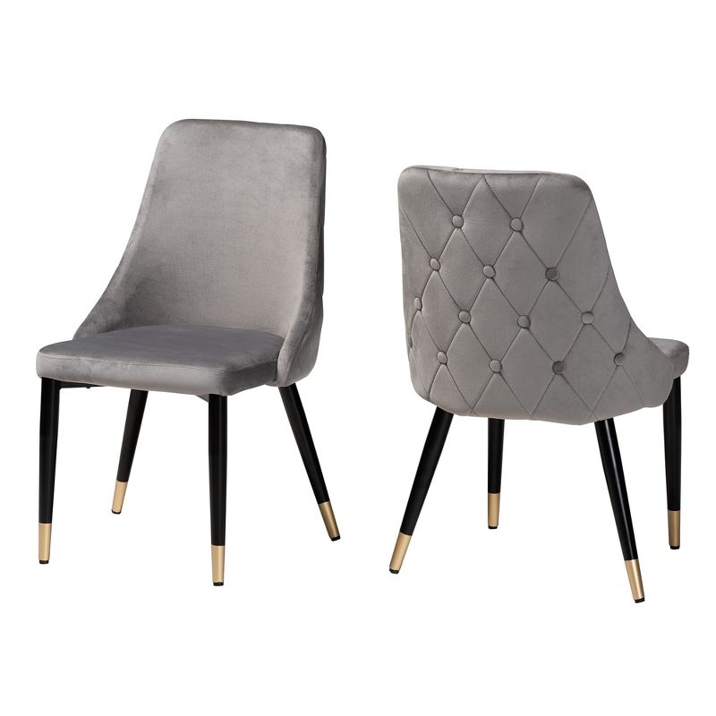 Baxton Studio Giada Contemporary Glam and Luxe Velvet Fabric Wood Dining Chair Set, 2 of 10