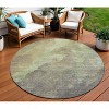 Artichoke Green And Taupe Abstract Washable Indoor Outdoor Area Rug - 2 of 4