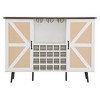 55" Faux Rattan Wine Cabinet with Barn Doors, 20-Bottle Wine Rack, Wine Glass Holders, Adjustable Shelves, Rustic Storage Sideboard - 2 of 4
