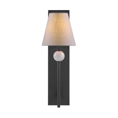 Matte Black and White Fabric Shade Wall Sconce