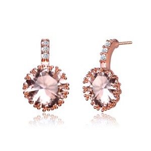 Guili Sterling Silver Drop Earrings with Colored Round CZ in Silver or Rose Gold Plating – A Chic, Elegant Choice for Every Occasion - 1 of 4