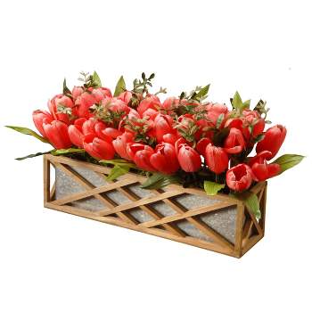 National Tree Company 20" Planter with Pink Tulips