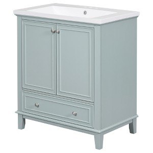 Vynxaria 30" Green Bathroom Storage Cabinet with Sink and Multi-functional Features - 1 of 4