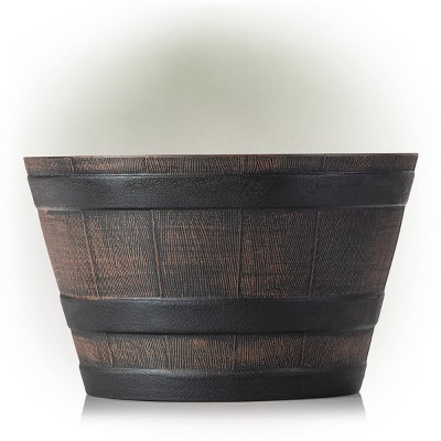 Bronze 18" Vintage Barrel Planter with Drainage Hole