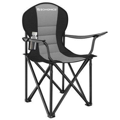SONGMICS Folding Camping Chair, with Comfortable Sponge Seat, Cup Holder, Heavy Duty Structure, Outdoor Picnic Chair
