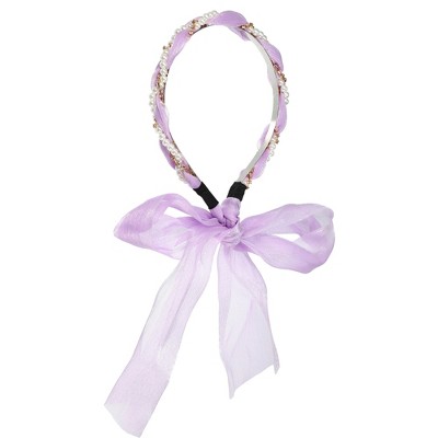 Unique Bargains Women's Satin Cross Knotted Fabric Headband 6.50"x5.71" 1 Pc