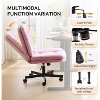 VINGLI Swivel Armless Criss Cross Vanity Chair with Wheels/no Wheels,Rocking Cross-Legged Office Desk Chair,  Teddy Fleece - 4 of 4
