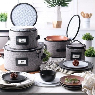 Gray Hard Shell Dinnerware Storage Set with Dividers