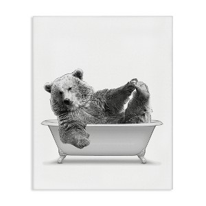 Stupell Industries Bear Playing In Bath Wildlife, 24" x 30" - 1 of 4