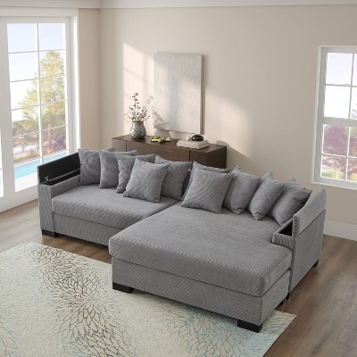 CAVINAS 111" L-Shaped Sectional Sofa,3-Seater Cloud Couch Sectional,Oversized Chaise Lounge with Armrest for Living Room