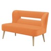 Beautyolove 46.5 in. W Orange Velvet Upholstered Open Back 2-Seater Loveseat Sofa with Solid Wood Legs - 3 of 4