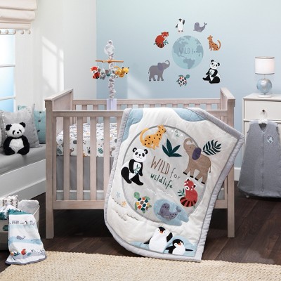 Lambs & Ivy Wild Life 5-Piece Baby Crib Bedding Set - Protect the Animals