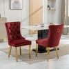 Velvet Dining Chair Set of 2,Upholstered Dining Chairs with Nailhead Trim for Dining Room,High Backrest Armless Kitchen Chairs-Cuddlewood - 3 of 4