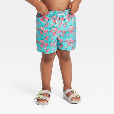 Toddler Boys' Fruit Print Swim Shorts - Cat & Jack™ Peach Orange