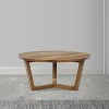 Royal Hampton Handcrafted 30 Inch Round Mango Wood Coffee Table with Sturdy 3-Leg Sled Base - 3 of 4
