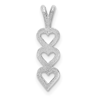Black Bow Jewelry 14k White Gold Stacked Triple Heart Pendant