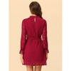 Allegra K Women's Elegant Ruffle Crew Neck Formal Elegant Mini Floral Lace Dress - 4 of 4