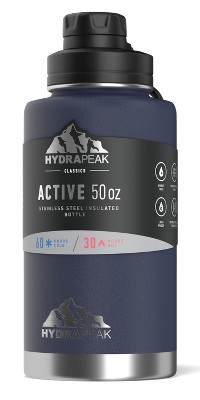 Hydrapeak 40oz Insulated Water Bottle With Straw Lid Matching Color Cap And  Rubber Boot Navy : Target