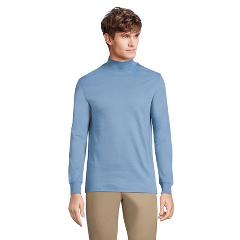 Lands' End Men's Super Soft Supima Mock Turtleneck - X Large - Muted Blue