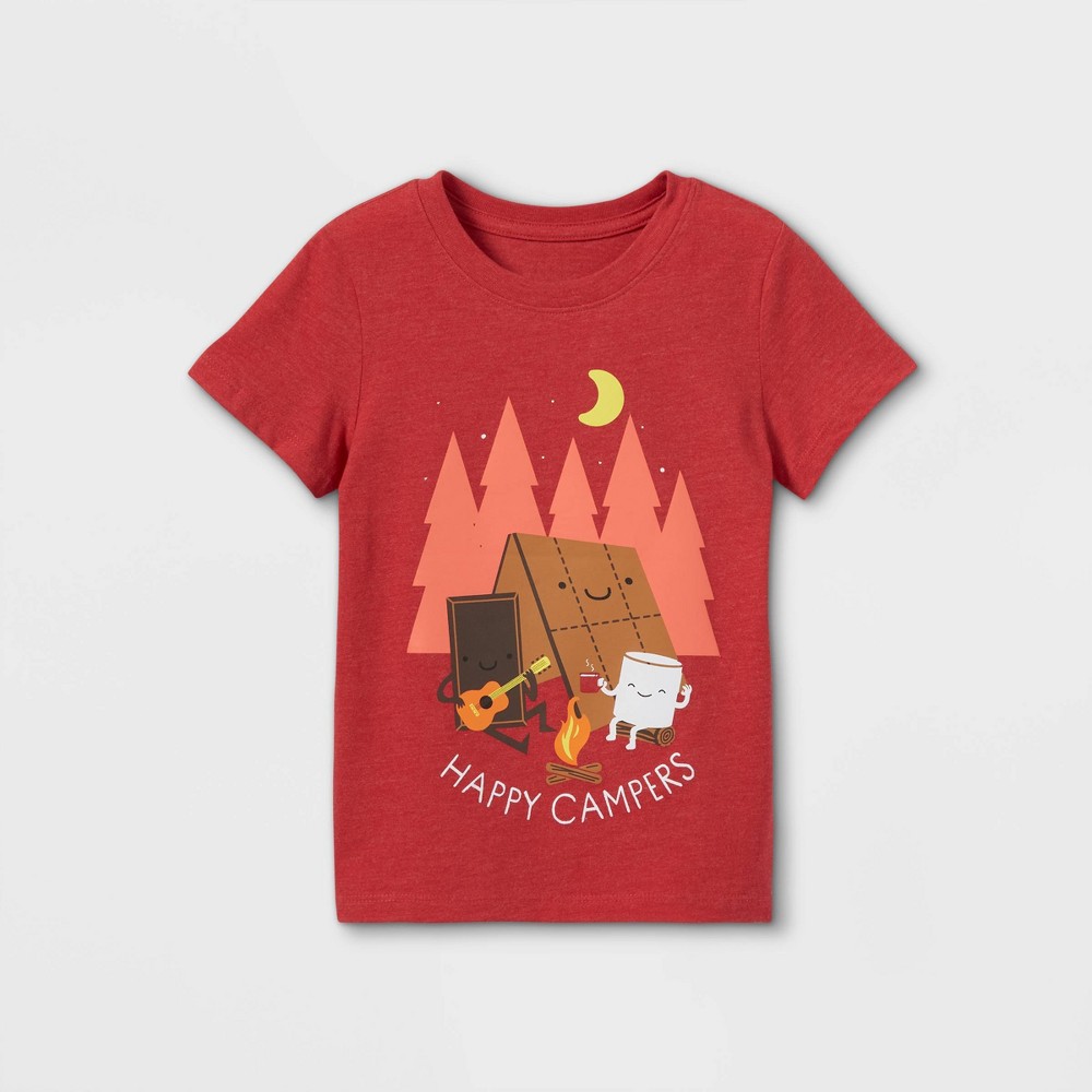 Case of 12 Toddler Boys' 'Happy Campers' Graphic Short Sleeve T-Shirt - Cat & Jack Red 12M