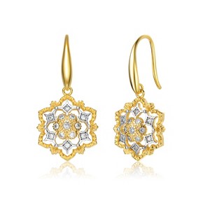 Guili Rhodium and 14K Gold Plated Cubic Zirconia Hook Earrings with Sparkling Details for a Stylish and Elegant Modern Jewelry Collection - 1 of 3