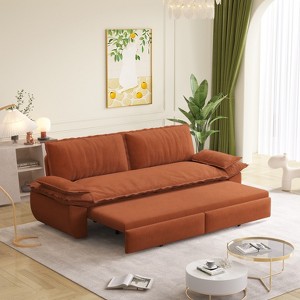 KWPZQEB 73.2" Lazy Sofa, Queen Pull Out Sofa Bed, Velvet Foldable Loveseat with Pillows, 3-in-1 Convertible Sleeper Sofa, Space Saving for Living Room - 1 of 4