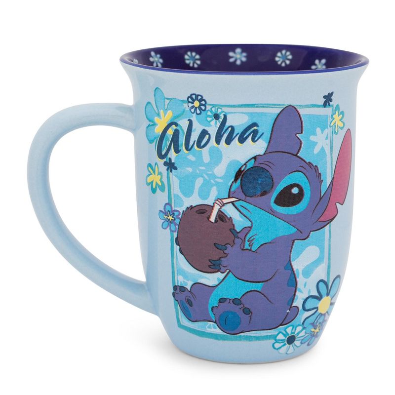 Silver Buffalo Disney Lilo & Stitch "Aloha" Wide Rim Ceramic Latte Mug | Holds 16 Ounces, 2 of 9