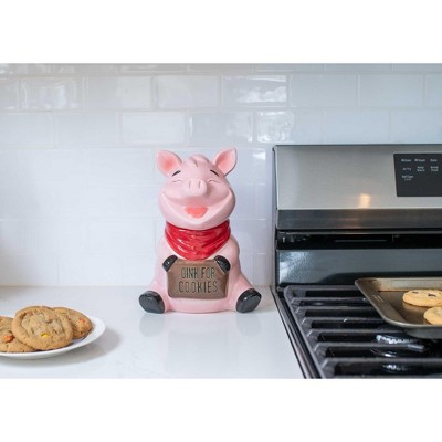100 North Ceramic 10 inch Everyday Cookie & Candy Jar with Airtight Lid: Kitchen Canisters, Pet Treat Containers & Farmhouse Storage, Pig Sign Oink — фото 5