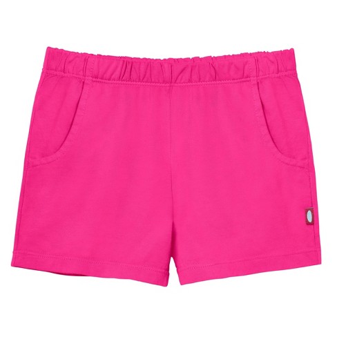 City Threads USA Made Cotton Girls Soft UPF 50 Jersey Pocket Shorts Hot Pink 18 24M