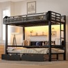 Bunk Bed with Storage Shelves and Drawers,Multifunctional Metal Bunk Beds with USB Ports and LED Lights, Lower Bed that can be converted into a sofa - 2 of 4