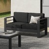 Christopher Knight Home Maya Bay Aluminum Outdoor Patio Loveseat with Cushions Black/Dark Gray - 2 of 4