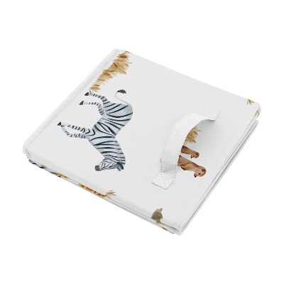 Multicolor Jungle Animals Fabric Storage Bin with Flip Lid