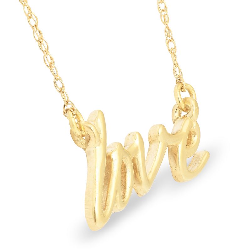 Pompeii3 14K Yellow Gold Love Script Pendant Necklace with 18" 14K Yellow Gold Chain, 2 of 4