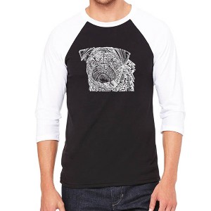 LA Pop Art Men's Raglan Baseball Word Art T-shirt - Pug Face - 1 of 4