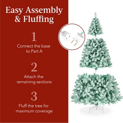 6ft White Flocked Fir Christmas Tree with Warm Lights