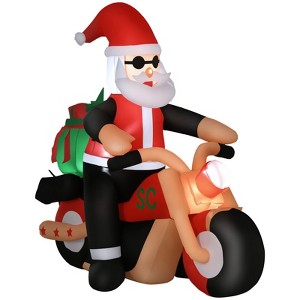 SEVOBAL Inflatable Holiday Decorations Christmas Inflatable Santa Claus Riding Motorcycle Outdoor Blow-Up Yard Decoration, Multi, 70.8"*40.3"*69" - 1 of 4